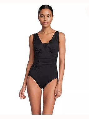 Land’s End Women's New SlenderSuit Grecian Adjustable Low Leg One Piece